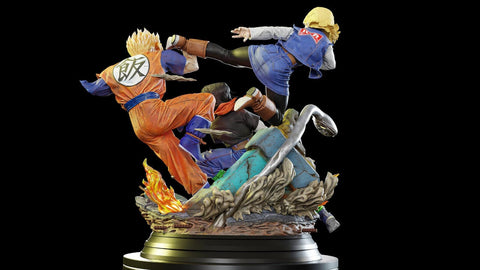 Figurine Dragon Ball - Combat Épique : Gohan vs C-17 & C-18