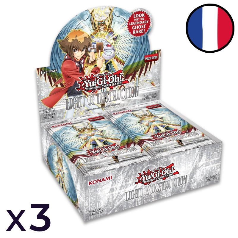 Jeu de cartes Yu-Gi-Oh! - 3 Boites de 24 Boosters Lumière de la Destruction (réimpression)