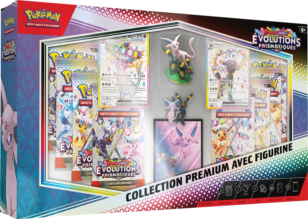 Jeu de cartes Pokémon - [SCELLE] collection premium EV 8.5 avec figurine évolution prismatique